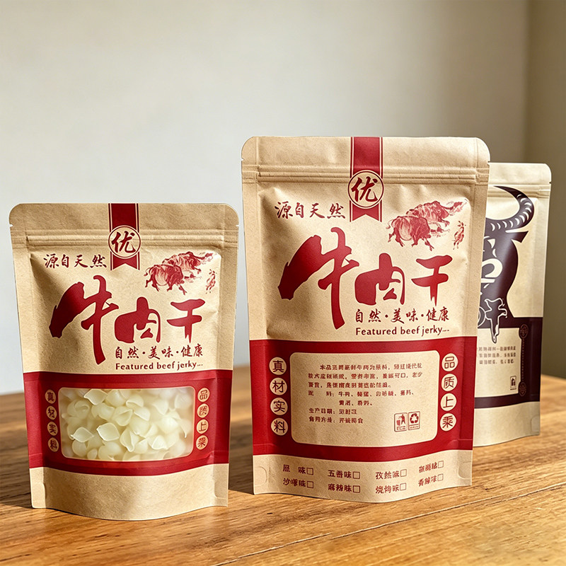 牛皮纸袋食品袋风干牛肉干包装袋内蒙古高原特产熟食自封密封口袋