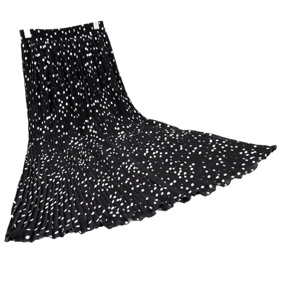 波点半身裙瓦影百褶裙中长款复古