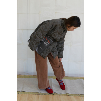 life portrait | 中式亭台景致香云纱夹驼绒棉服