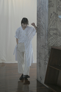 仿古辽代印花洗水纸感棉长衬衫 life portrait