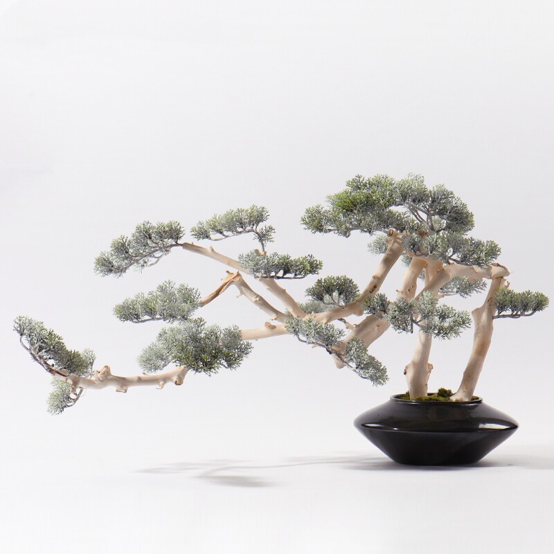 仿真新中式风盆栽玄关软装罗汉松图片