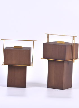 新中式实木提盒软装饰摆件