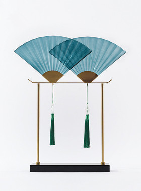 新中式风扇子亚克力别墅软装饰品