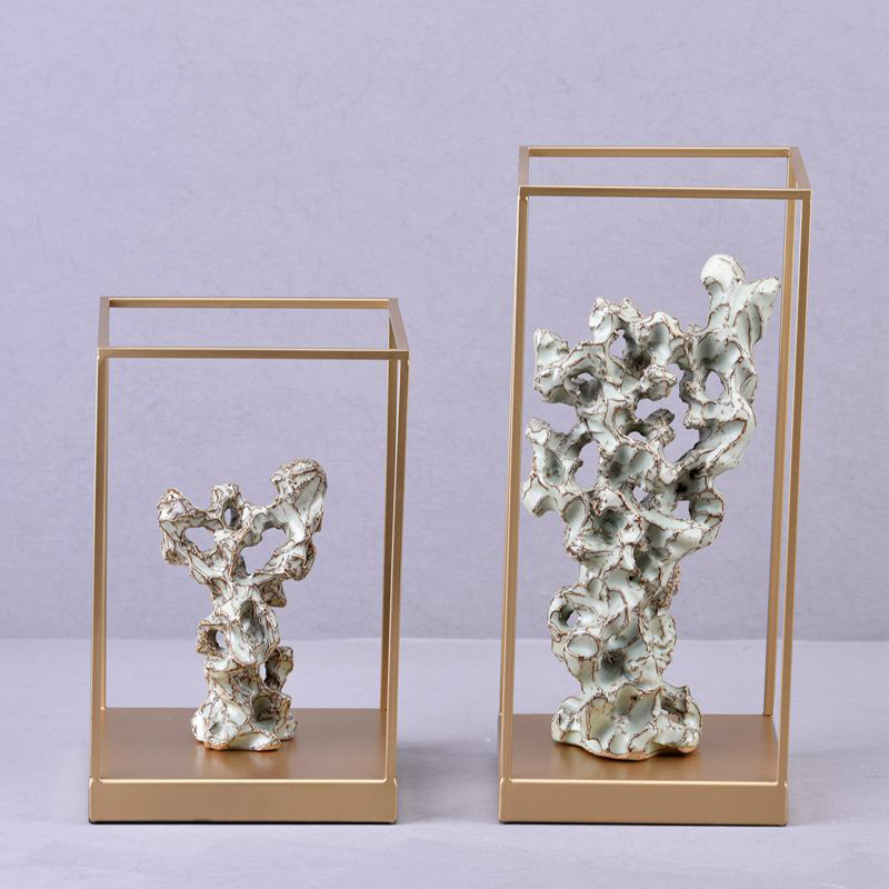 新中式风办公桌假山陈设软装饰品