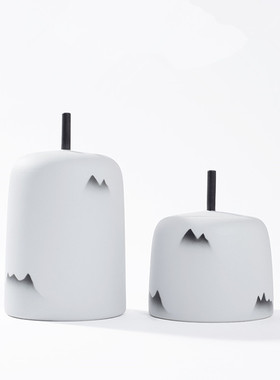 新中式风白色方形茶室书柜储物罐