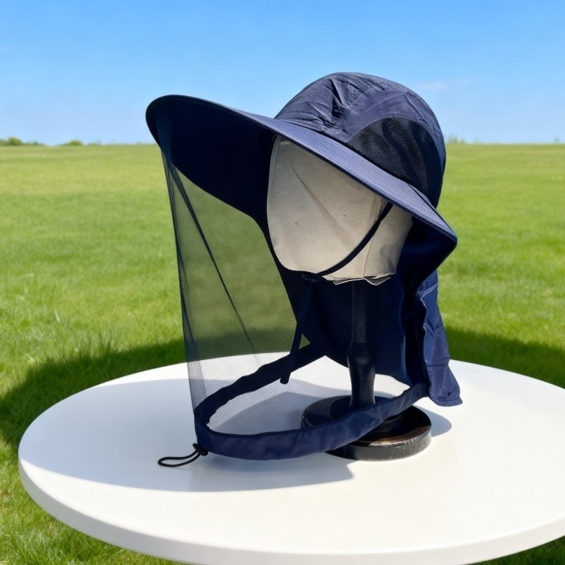 收蜂帽子防蜂帽子折叠遮脸防蜂头罩防锋帽夏季收蜂帽防蜂网帽