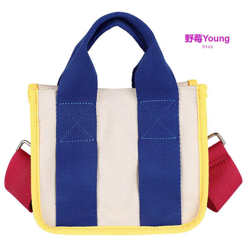韩国帆布包女时尚撞色手提包大小号上班通勤包韩式休闲斜挎包包邮