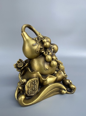 铜葫芦摆件纯铜福禄有余葫芦鱼连年有余家居门店桌面装饰乔迁礼品