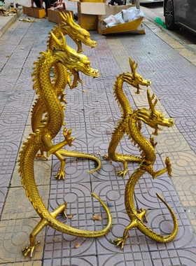 纯铜升龙摆件大号升龙立龙站龙生肖龙家居店铺办公室装饰黄铜龙化