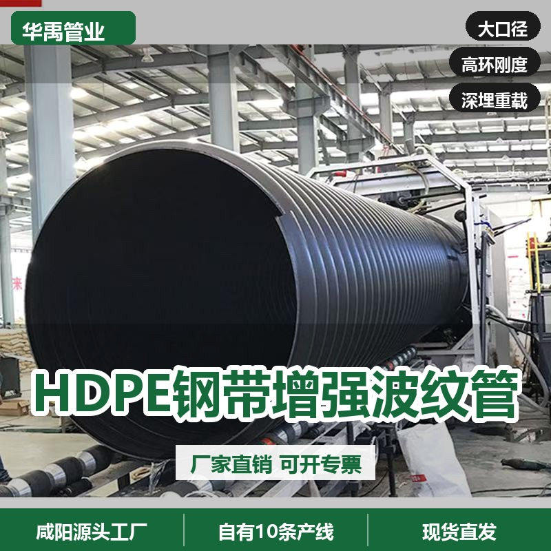 钢带增强螺旋波纹管hdpe缠绕管400 500 600大口径市政排污排水管