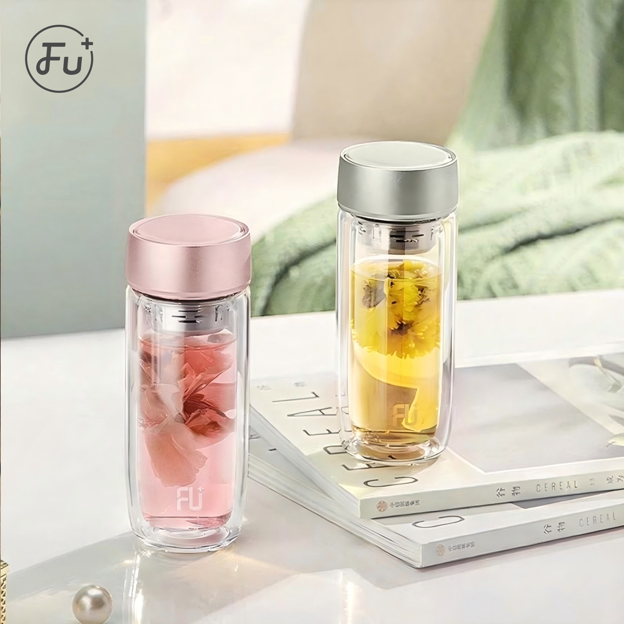 富光FU+玻璃花茶杯女士高颜值图片