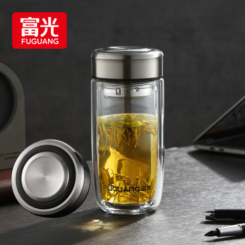 富光双层玻璃杯加厚男士大容量