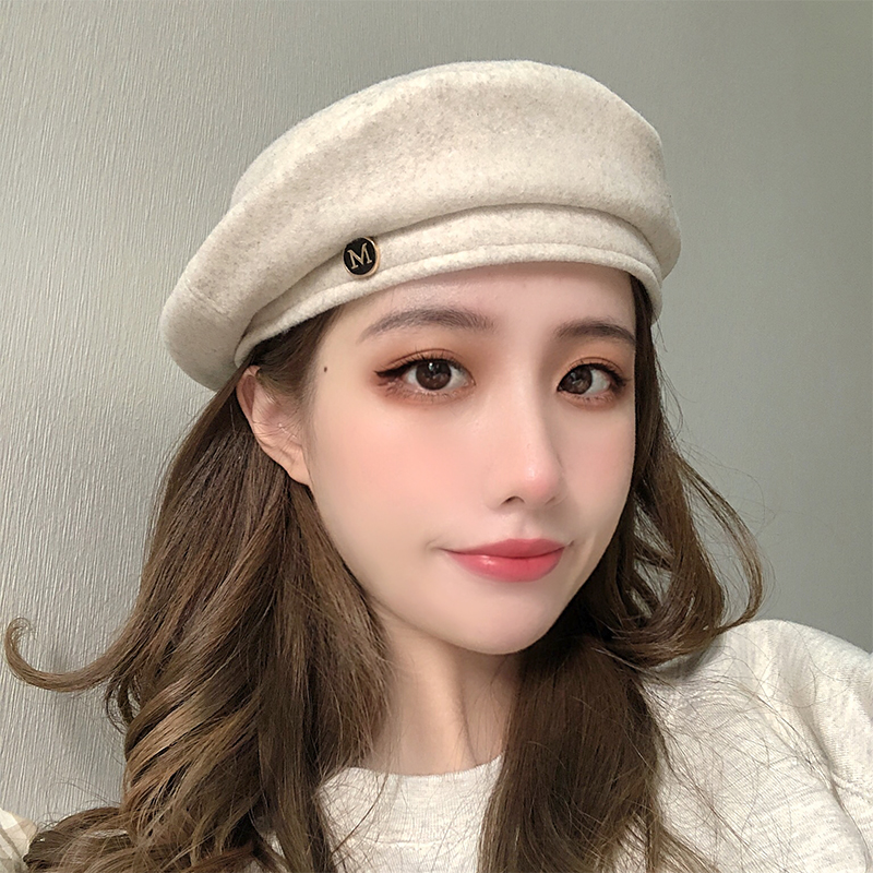 当季新品帽子女式秋冬百搭贝雷帽韩版潮英伦复古毛呢画家帽网红帽