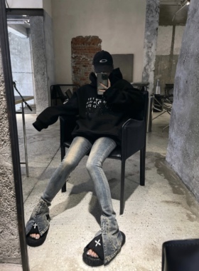 Aaakane 拉链拼接两穿显瘦马蹄裤高弹修身微喇牛仔裤女2023秋冬款