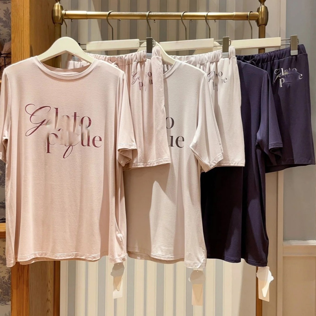 日系简约字母软糯宽松睡衣女夏