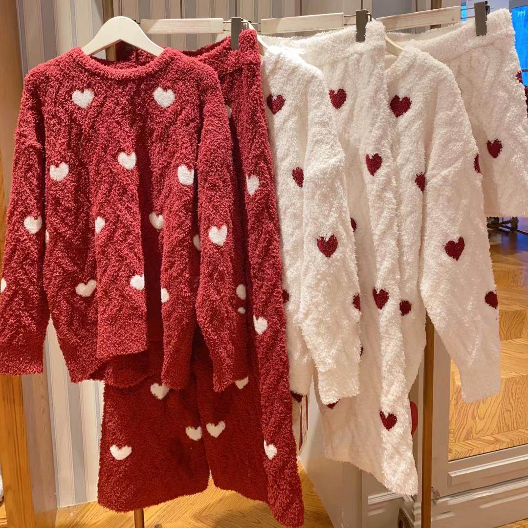 半边绒日系秋冬新款珊瑚绒套装