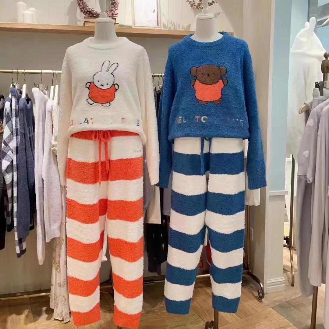 卡通半边绒睡衣家居服女