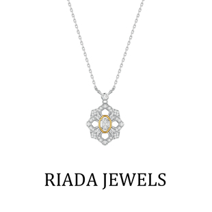 项链高级感轻奢小众925银意式复古满钻镂空四叶草女中古歌剧院