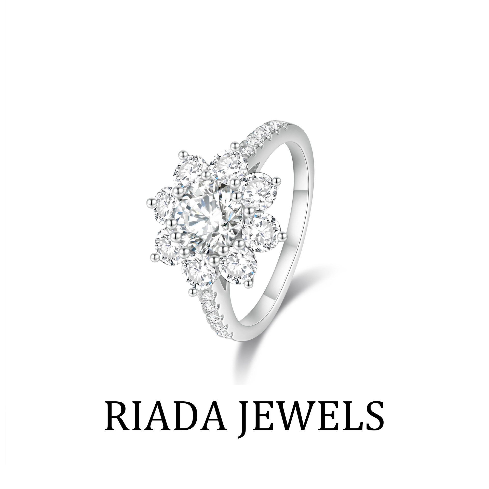 戒指女小众设计s925满镶太阳花