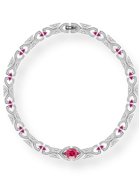 项链高级感轻奢小众红刚玉chockerS925银镀K金名媛气质晚装锁骨链