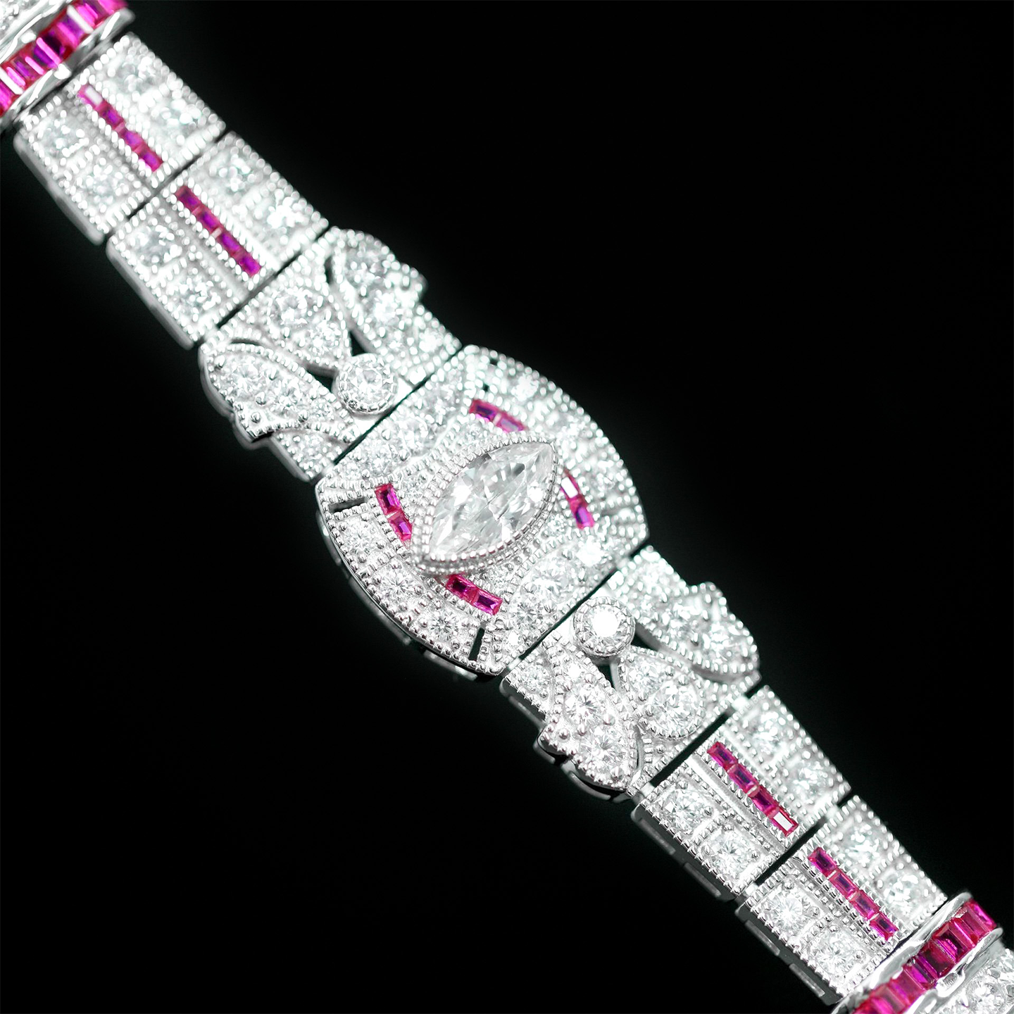 925银镀金手链高碳钻粉蓝