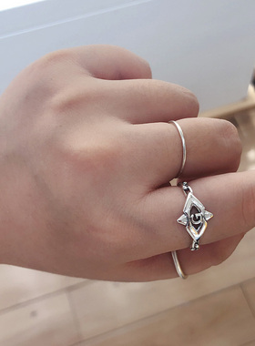 韩国进口纯银菱形字母戒指时尚