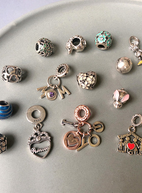 韩国 S925纯银多款小吊坠 爱心樱花镶钻横穿吊坠 精致复古 百搭