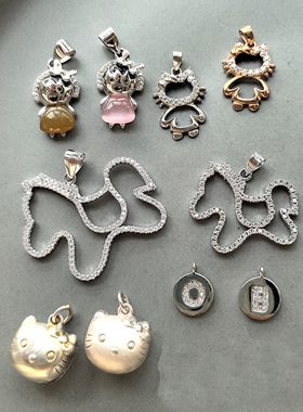 韩国东大门 S925纯银吊坠精致微镶钻 木马Kitty猫头小象 很可爱女