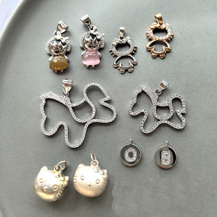 很可爱女 木马Kitty猫头小象 韩国东大门 S925纯银吊坠精致微镶钻