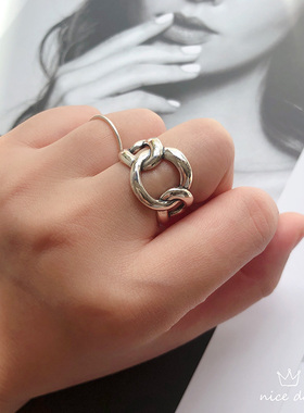 超宽坦克链条戒指925纯银时尚