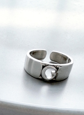 原创设计 S925通体纯银6mm光面字母食指开口戒 极简大气 轻奢简约