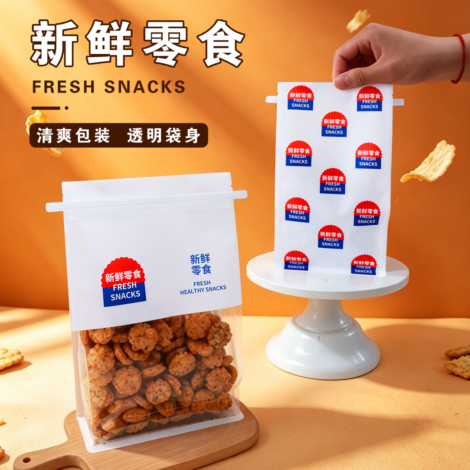 新鲜零食包装袋金粒门同款烘焙饼干薯片糕点锅巴炒货食品密封袋