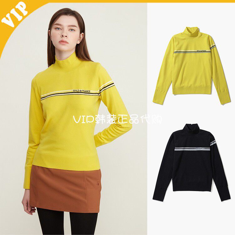 LeCoq公鸡毛衣羊毛混纺高领