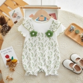 婴儿夏装 薄款 6女宝宝哈衣夏季 3个月新生儿爬服 连体衣服纯棉短袖