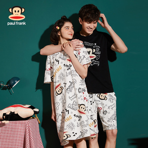 大嘴猴睡衣男士夏季薄款情侣纯棉短袖家居服套装夏天甜美睡裙女