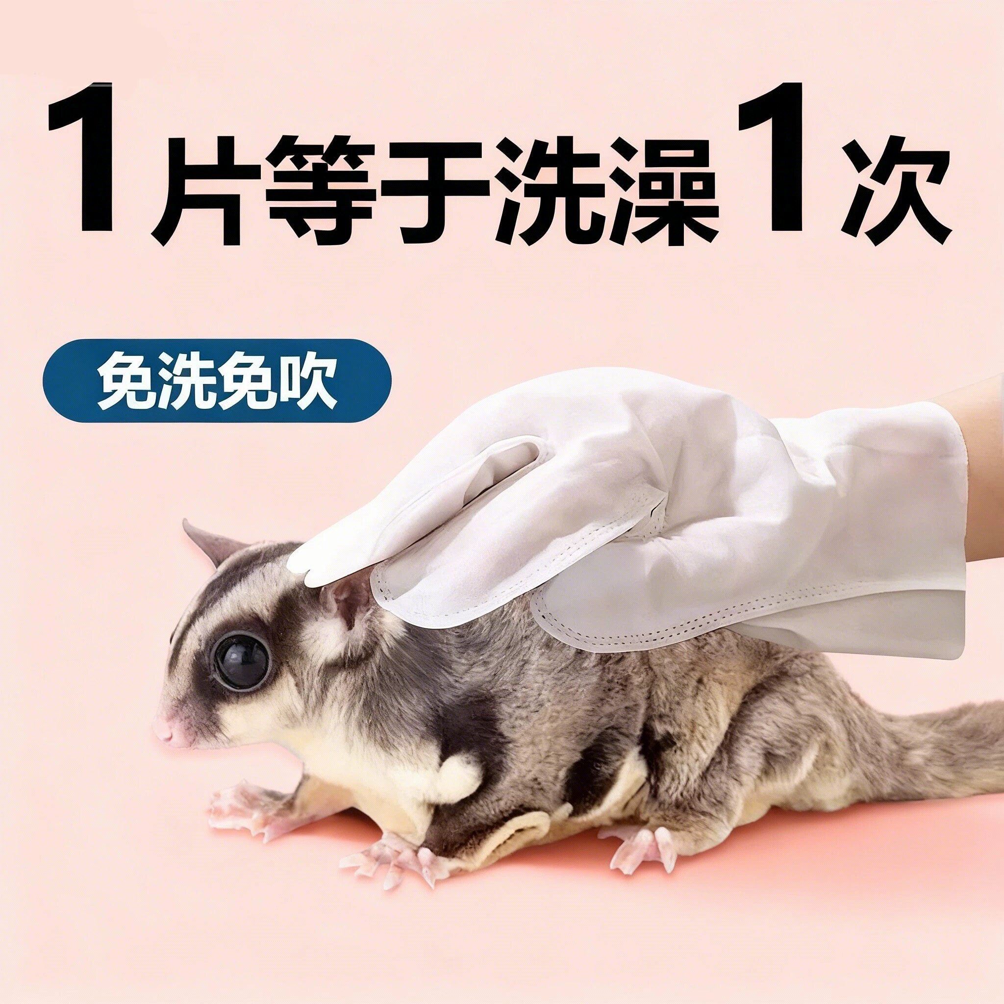宠物免洗手套蜜袋鼯仓鼠金丝熊兔子洗澡清洁用品干洗除臭擦身体