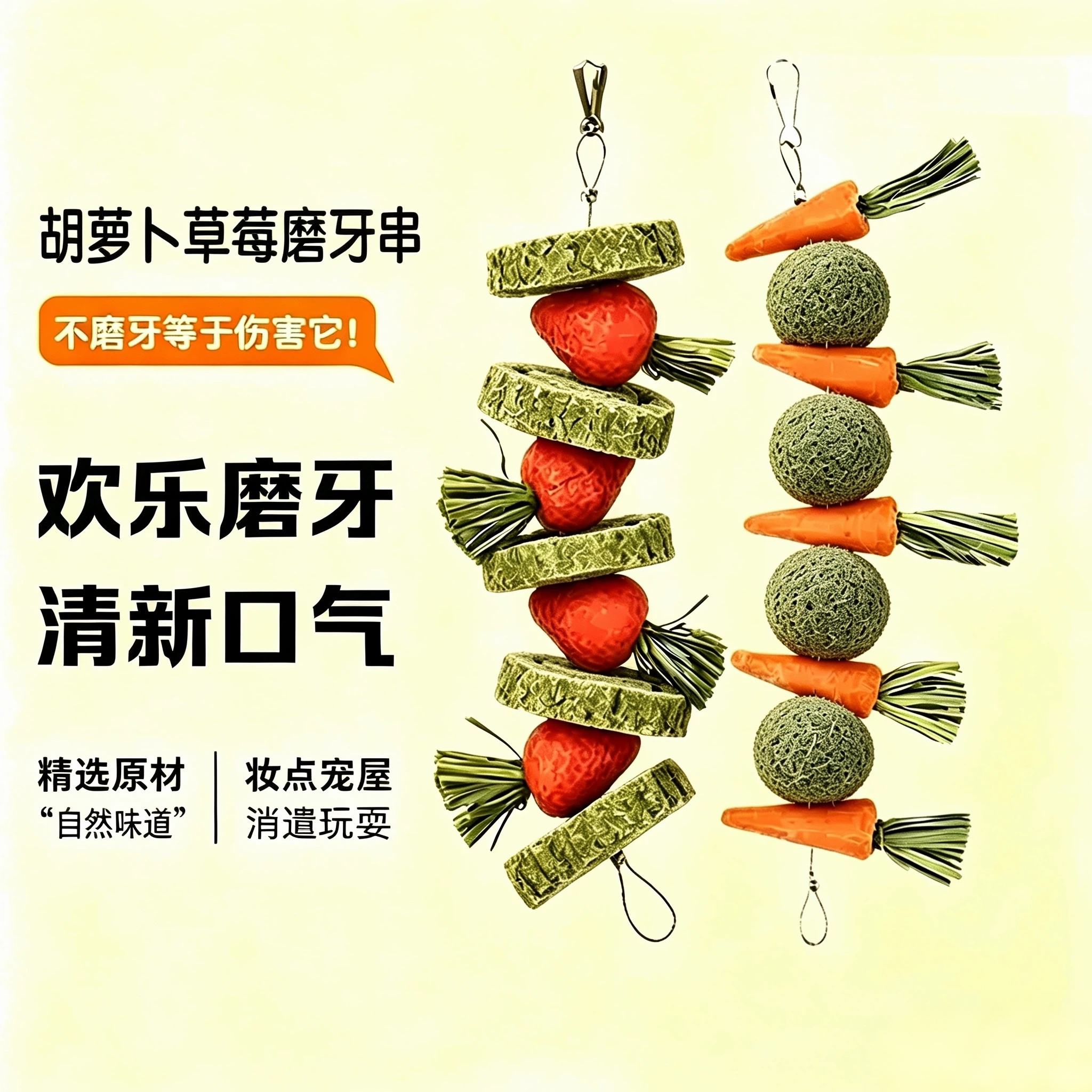兔子磨牙棒专用磨牙草饼甜竹龙猫豚鼠荷兰猪磨牙神器零食解闷玩具