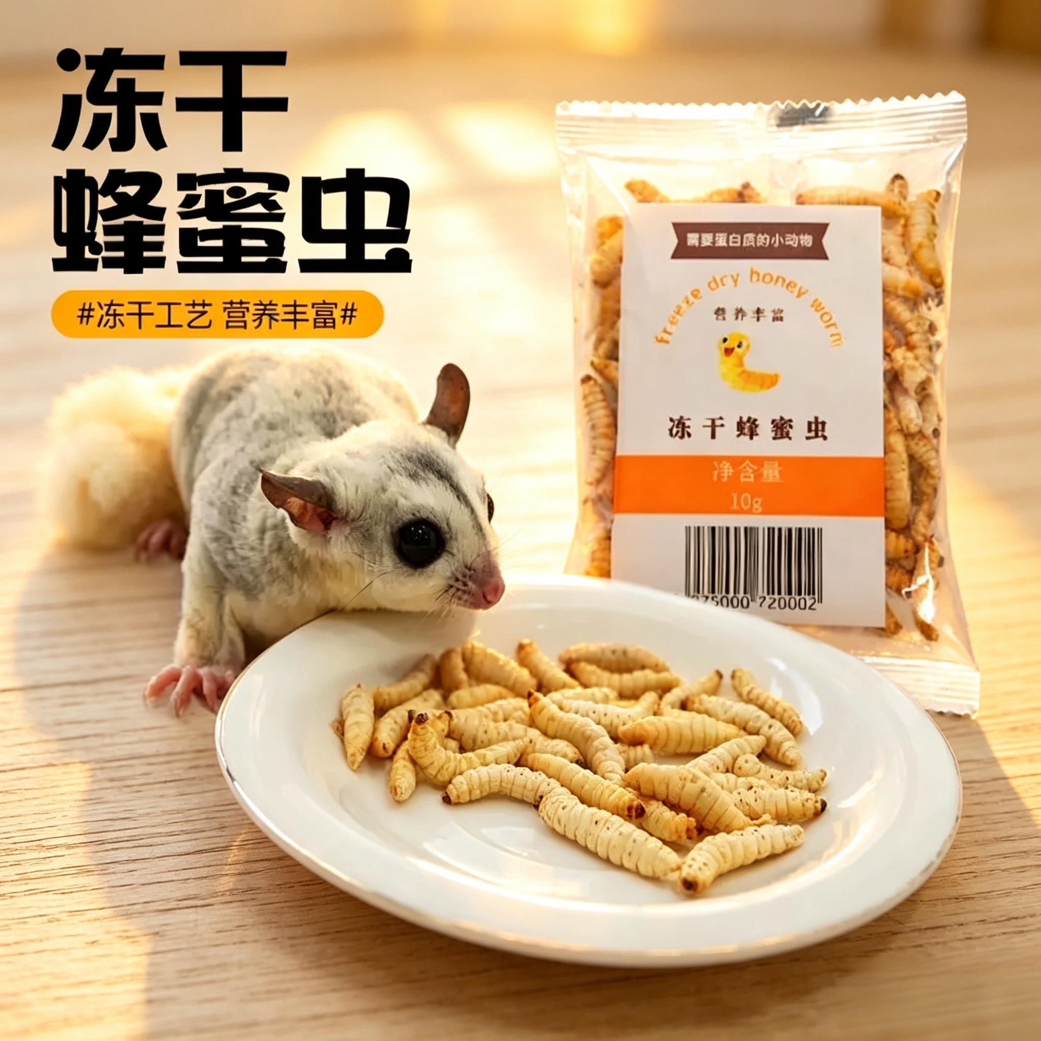 蜜袋鼯仓鼠鹦鹉零食冻干玉米虫
