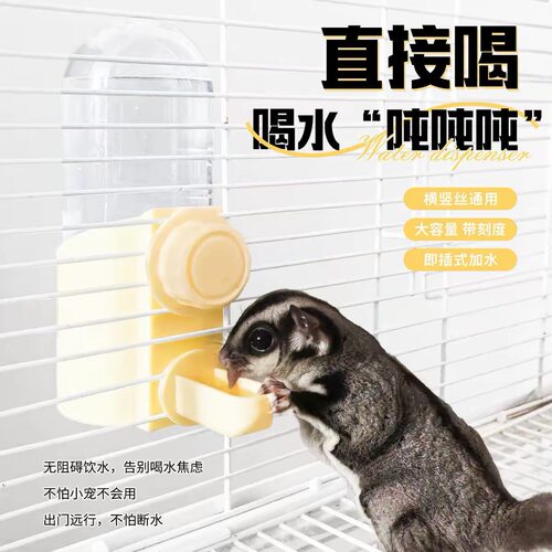 蜜袋鼯饮水器仓鼠水壶金丝熊花枝鼠喂水器喝水器专用直饮撞针水壶