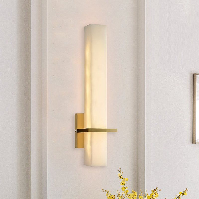 云石壁灯轻奢全铜客厅背景墙灯现代简约新中式书房卧室床头灯具