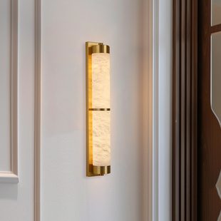 全铜云石壁灯新中式高端别墅客厅背景墙灯现代简约卧室床头走廊灯