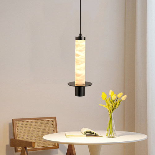 现代简约卧室床头吊灯意式极简高级感走廊过道瑞云天然云石小吊灯