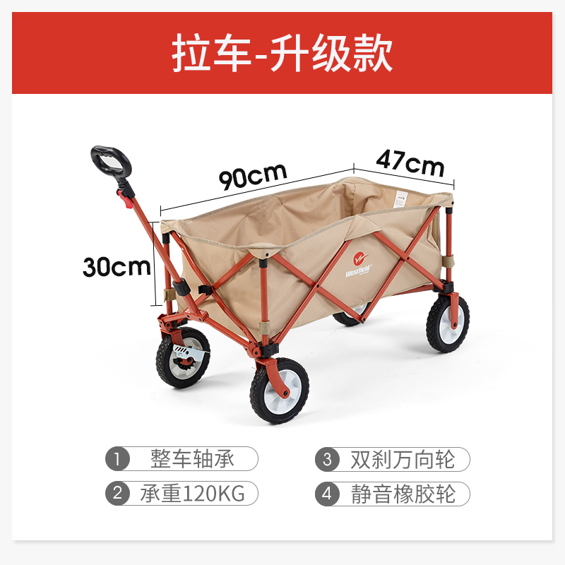 我飞户外露营车营地车野营小拉车野餐折叠推车便携买菜车拖车郊游