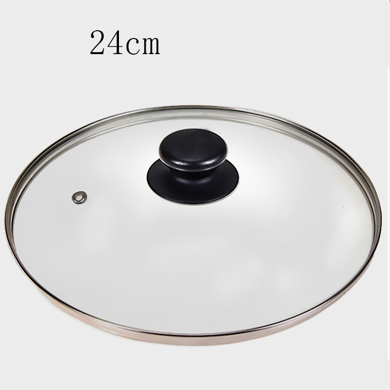 24/28cm钢化玻璃盖 防摔硅胶盖锅盖