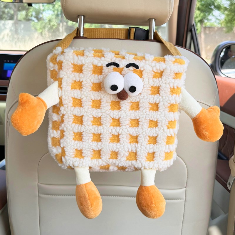 车载垃圾桶可爱小怪兽多功能汽车座椅后背雨伞收纳袋汽车内用置物