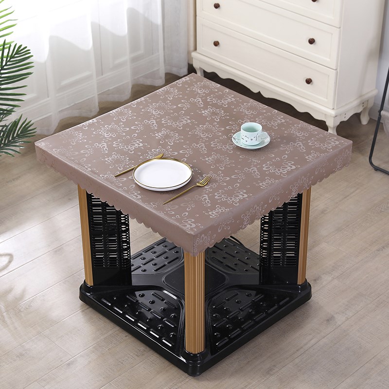正方形餐桌布套罩防水防油免洗取暖桌罩电炉罩套家用烤火桌皮罩套
