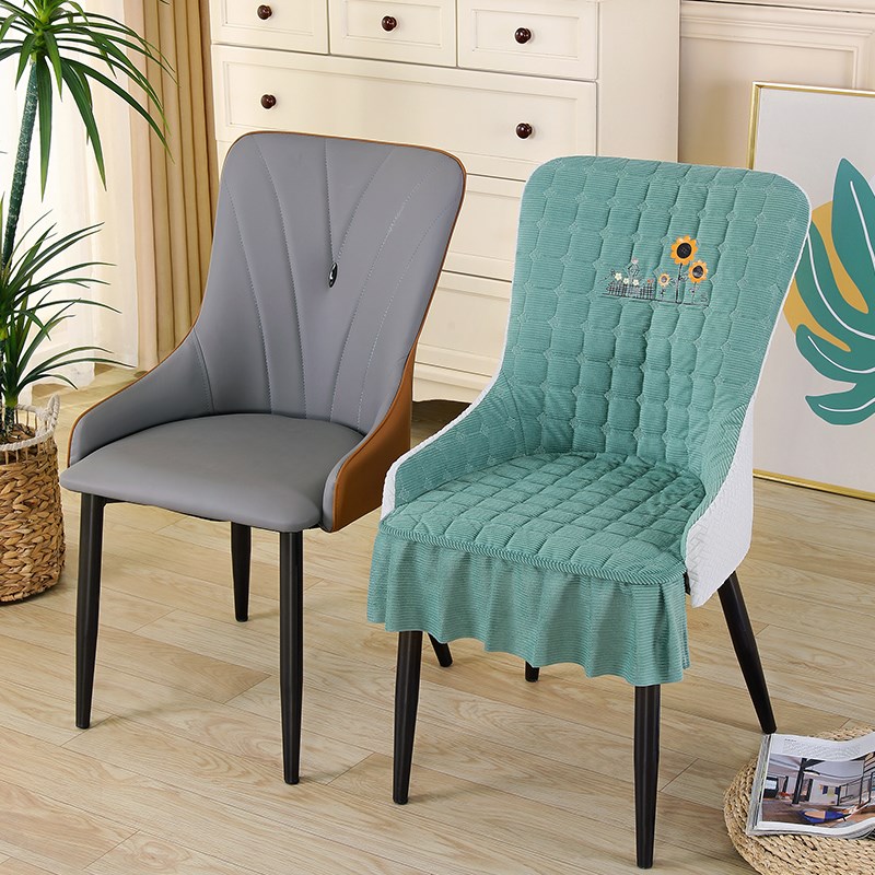 轻奢鱼尾椅全包扶手椅子套夹棉餐桌椅套凳子套半圆弧形皮椅子套罩