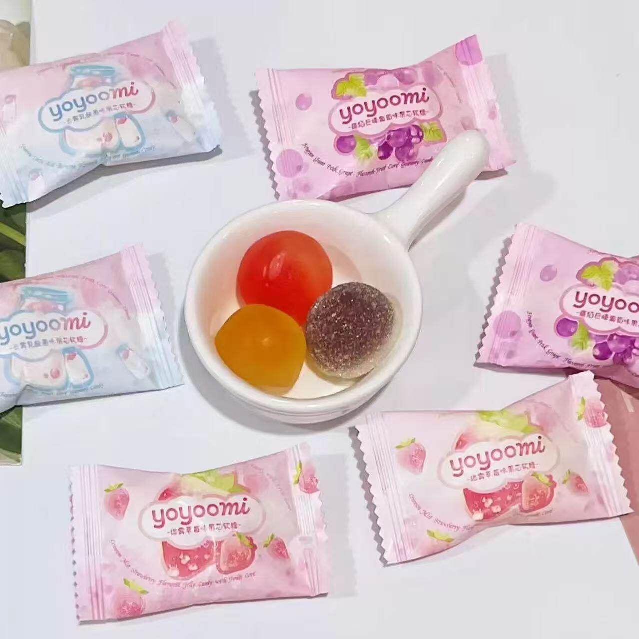 山姆冠超市新西兰yoyoomi有有米葡萄味草莓味乳酸菌味软糖散装零