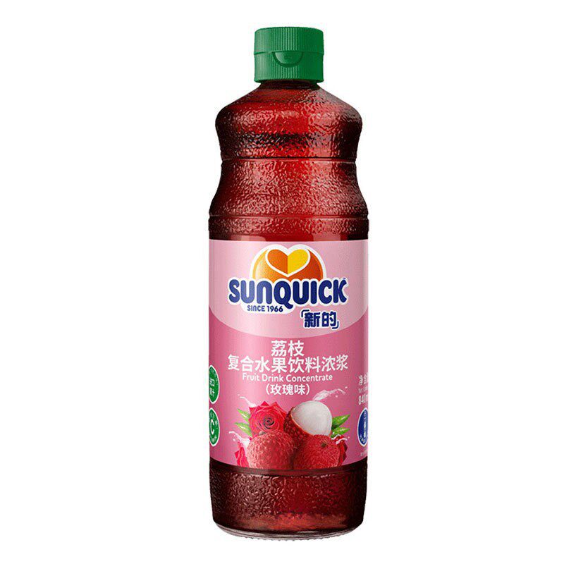 山姆冠超市【包邮】新的荔枝玫瑰浓缩果汁840ml/700ml 烘焙奶茶店