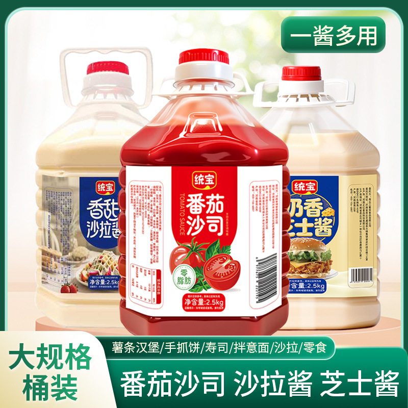 山姆冠超市统宝大规格沙拉酱2.5kg商用桶装芝士酱番茄沙司2.5kg薯